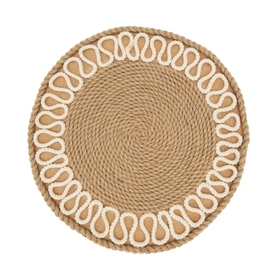 Saro Lifestyle Rustic Rope Weave Placemat (Set Of 4), Beige, 12"x12" 4 Saro Lifestyle Rustic Rope Weave Placemat (Set Of 4), Beige, 12"x12" - Image 4