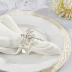 Saro Lifestyle Bejeweled Dragonfly Napkin Ring (Set Of 4), Silver -Saro Lifestyle GUEST 016e65ea 1a6d 4370 bf55 1520fd633bd6