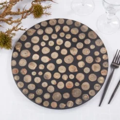 Saro Lifestyle Artisan Wood And Resin Charger Plate (Set Of 4), 13"x13", Black -Saro Lifestyle GUEST 0181075a f93b 4765 abb4 150c4b2ab026