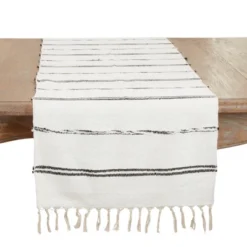 Saro Lifestyle Modern Minimalist Striped Table Runner, Beige, 16"x72" -Saro Lifestyle GUEST 0186fbf4 714f 429f bb25 a29689cb0be8