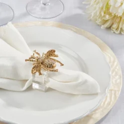 Saro Lifestyle Buzzing Bee Beaded Napkin Ring (Set Of 4), Gold -Saro Lifestyle GUEST 02ff754e 788f 48c1 805e 947d3e40c914