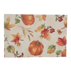 Saro Lifestyle Fall Pumpkin Placemat, 13"x19" Oblong, Orange (Set Of 4) -Saro Lifestyle GUEST 03f55238 9a46 4e22 9df5 9149d4b59c33