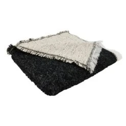 50"x60" Versatile Chic Reversible Fringe Throw Blanket Black - Saro Lifestyle