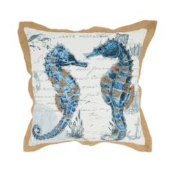 Saro Lifestyle Coastal Outdoor Sea Horse Poly Filled Pillow, 18"x18", Blue 7 Saro Lifestyle Coastal Outdoor Sea Horse Poly Filled Pillow, 18"x18", Blue -Saro Lifestyle GUEST 041fa22c ac10 4cd6 a87f fd17764bcf0a