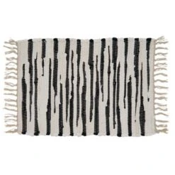 Saro Lifestyle Zebra Chindi Placemat, 14"x20" Oblong, Black/White (Set Of 4)