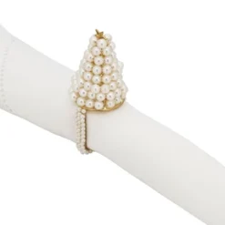 Saro Lifestyle Napkin Rings With Pearl Christmas Tree Design (Set Of 4) -Saro Lifestyle GUEST 06a7a2b6 2505 497e 8ed6 def0dbc9248d