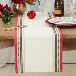 Saro Lifestyle Merry Pines Dobby Table Runner, 13"x72", Multicolored -Saro Lifestyle GUEST 088e5da0 84e0 48e9 84ca db00a698cc01
