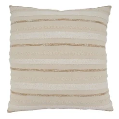 Saro Lifestyle Poly-Filled Woven Stripe Design Throw Pillow, Natural -Saro Lifestyle GUEST 08cb3095 8fc2 49e4 8209 ac8a64ea869a