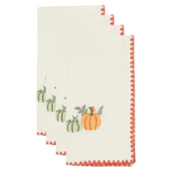 Saro Lifestyle Fall Pumpkins Napkin (Set Of 4), 18", Orange