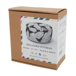 Saro Lifestyle Sketch Leaf Outdoor Ottoman, 21"x9" Round, Black/White -Saro Lifestyle GUEST 0b3feeb5 9724 4161 b364 d00c43a46a25