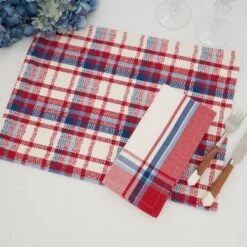 Saro Lifestyle Simple Plaid Placemat And Napkin Set -Saro Lifestyle GUEST 0c333969 6ef9 47d4 9178 2f4f8a4f3e9e