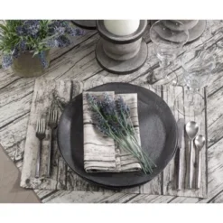 Saro Lifestyle Cloth Placemats With Printed Wood Design (Set Of 4), 14"x20", Beige