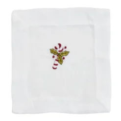 Saro Lifestyle Candy Cane Embroidered Cocktail Napkins (Set Of 12) -Saro Lifestyle GUEST 0cfc5846 e2dc 4cd9 83c6 c67453ffd6d4