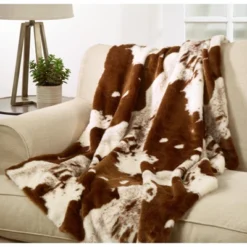 Saro Lifestyle Faux Fur Cow Hide Throw, 50x60 Inches, Brown -Saro Lifestyle GUEST 0f67a550 c8e3 4828 a024 39a037db1911