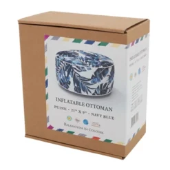 Saro Lifestyle Blue Tropic Outdoor Ottoman, 21"x9" Round, Navy Blue -Saro Lifestyle GUEST 11470675 ddb3 4996 880e b57eaac12b6b