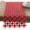 Saro Lifestyle Buche De Noel Collection Holiday Cutwork Design Table Runner, 16"x68", Red