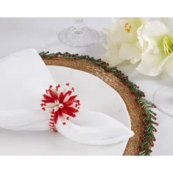 Saro Lifestyle Glamorous Beaded Napkin Ring (Set Of 4), Red -Saro Lifestyle GUEST 142dd750 6e0e 4afe 92d6 82d274b9ba0c