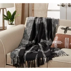 50"x70" Oversized Plaid Cotton Throw Blanket - Saro Lifestyle -Saro Lifestyle GUEST 14dc1878 7b7d 4f3a 856d 1243ef61550a