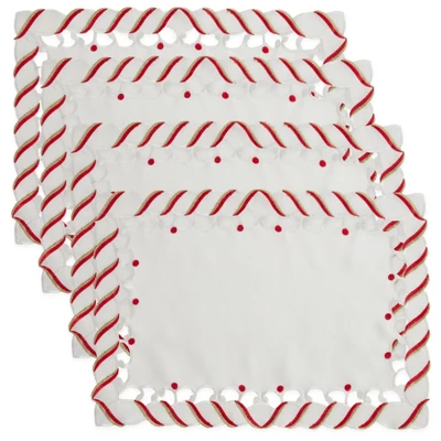 Saro Lifestyle Candy Cane Placemat, 14"x20" Oblong, Ivory (Set Of 4) 2 Saro Lifestyle Candy Cane Placemat, 14"x20" Oblong, Ivory (Set Of 4) - Image 2