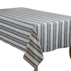 Saro Lifestyle Striped Design Tablecloth, 65"x120", Blue -Saro Lifestyle GUEST 168574a6 18b6 479e b426 c36482b631e5