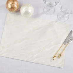 Saro Lifestyle Metallic Shimmer Placemat (Set Of 4), 13"x19", Ivory -Saro Lifestyle GUEST 16f0cf8e 81f5 47f9 8deb fe6343ba6eab