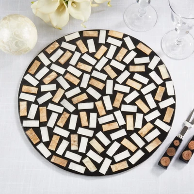 Saro Lifestyle Natural Shell Fragment Placemat (Set Of 4), 15"x15", Black 4 Saro Lifestyle Natural Shell Fragment Placemat (Set Of 4), 15"x15", Black - Image 4