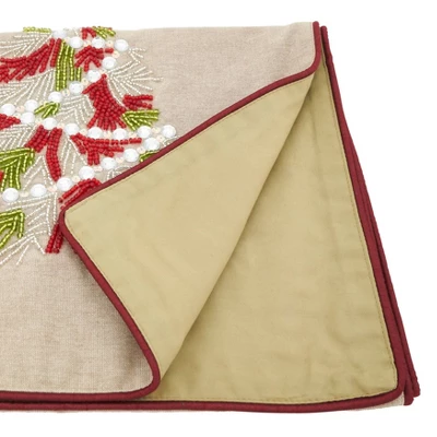 16" X 72" Beaded Christmas Tree Runner Red - SARO Lifestyle: Elegant Holiday Decor, Non-Woven Polyester, Spot Clean 1 16" X 72" Beaded Christmas Tree Runner Red - SARO Lifestyle: Elegant Holiday Decor, Non-Woven Polyester, Spot Clean