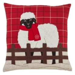 Saro Lifestyle Plaid Christmas Sheep Decorative Pillow Cover -Saro Lifestyle GUEST 195f24b8 f559 414a 9862 20d9378911b5