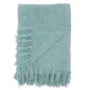 50"x60" Chenille Throw Blanket With Fringed Edges Aqua - Saro Lifestyle