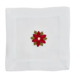 Saro Lifestyle Poinsettia Embroidered Cocktail Napkins (Set Of 12) -Saro Lifestyle GUEST 197e22a5 4f9c 401b a47e bfba159fc37e