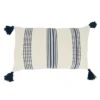 12"x20" Oversize Textured Striped Tassel Poly Filled Lumbar Throw Pillow Navy Blue - Saro Lifestyle