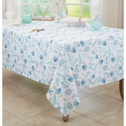 Saro Lifestyle Coastal Tablecloth With Seashell Design -Saro Lifestyle GUEST 1afec52a 040b 4aa9 9b65 d65686a8609e