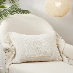 Saro Lifestyle Fringe Haven Outdoor Poly Filled Throw Pillow, 16"x24", Beige 4 Saro Lifestyle Fringe Haven Outdoor Poly Filled Throw Pillow, 16"x24", Beige -Saro Lifestyle GUEST 1aff72ba c98c 4473 9967 000a6b4b2c21