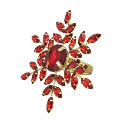 Saro Lifestyle Winter Glamour Beaded Snowflake Napkin Ring (Set Of 4) 6 Saro Lifestyle Winter Glamour Beaded Snowflake Napkin Ring (Set Of 4) - Image 6