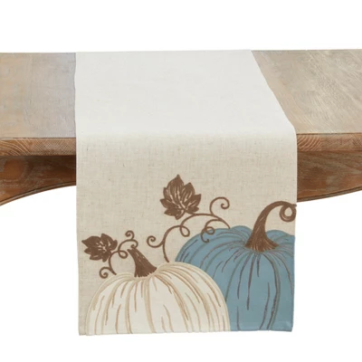 Saro Lifestyle Linen Blend Pumpkins Table Runner 3 Saro Lifestyle Linen Blend Pumpkins Table Runner - Image 3