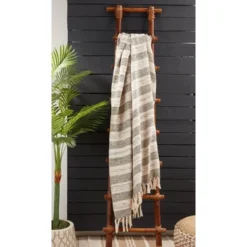 Saro Lifestyle Striped Throw Blanket With Fringed Edges, Gray -Saro Lifestyle GUEST 1bb98e87 f8d4 4522 80cf 785699aae29d