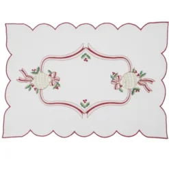 Saro Lifestyle Embroidered Christmas Placemat, 14"x20" Oblong, Ivory (Set Of 4) -Saro Lifestyle GUEST 1c4a748c 7e21 45b0 9161 7ca848ac167b