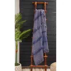 Saro Lifestyle Cotton Throw Blanket With Tufted Fringe Design, 50"x60", Blue -Saro Lifestyle GUEST 1fc4816c fe04 4a86 8da7 25007db60728