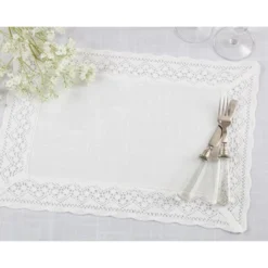 Saro Lifestyle Table Mats With Lace Border Design (Set Of 4), White -Saro Lifestyle GUEST 21781c5f 91cd 4ee0 9295 10341ecb41e1