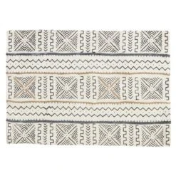 Saro Lifestyle Mudcloth Placemat, 14"x20" Oblong, White (Set Of 4) -Saro Lifestyle GUEST 25443e50 5d99 4393 ba8a f200a8848854