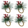 Saro Lifestyle Festive Flair Red Berry Napkin Ring (Set Of 4), Multicolored