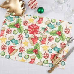 Saro Lifestyle Christmas Placemat (Set Of 4), 14"x20", Multi -Saro Lifestyle GUEST 26a6fbee bde6 4d20 a1fa 7496580490fb