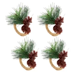 Saro Lifestyle Forest Floor Pinecone Napkin Ring (Set Of 4), Brown