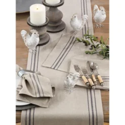Saro Lifestyle Striped Linen Placemat, 14"x20" Oblong, Natural (Set Of 4)