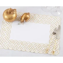 Saro Lifestyle Table Placemats With Braid Embroidered Design (Set Of 4) -Saro Lifestyle GUEST 28de0514 3201 4ab9 9f0d 17639efca436