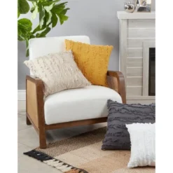 Saro Lifestyle Fringe Striped Design Throw Pillow -Saro Lifestyle GUEST 2967caf8 06a2 4f69 9e4f 6a328bd6f64c