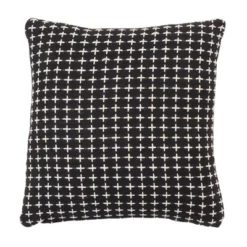 Saro Lifestyle Cross Thread Decorative Pillow Cover, Black, 18"