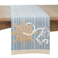 Saro Lifestyle Table Runner With Helm And Anchor Design -Saro Lifestyle GUEST 2cbb4d80 e175 4dc7 89d8 4c6dfb81e660