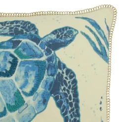 20"x20" Oversize Sea Turtle Square Throw Pillow With Zipper - Saro Lifestyle: Indoor Decor, Hand Wash