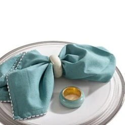 Dome Design Napkins Rings - Sea Green (Set Of 4) - Saro Lifestyle: Metal, Online-Unique, 2.5" Length -Saro Lifestyle GUEST 2d84fa2a 6780 42f2 b466 a6efbd9f5b8d